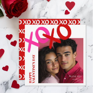 I Love You XOXO Photo Modern Happy Valentines Day Holiday Card