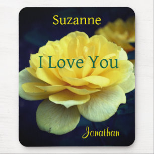 I Love You Yellow Rose Personalised Mouse Pad