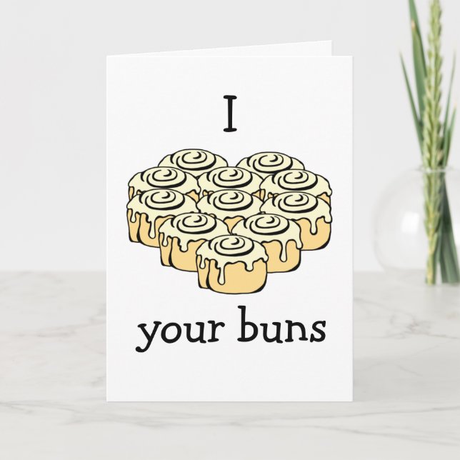 I Love Your Buns Cinnamon Roll Heart Personalised Card (Front)