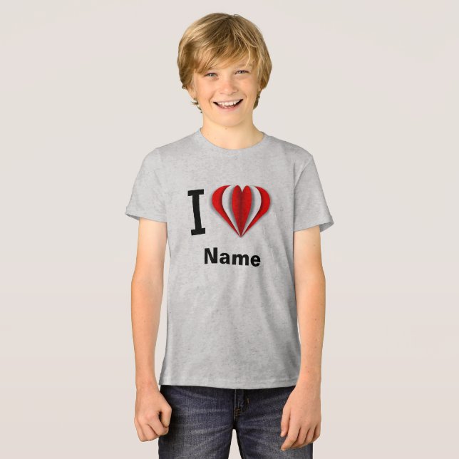 "I Love [Your Name]" Heart  Tri-Blend Shirt (Front Full)