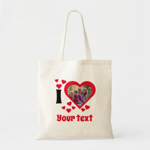 I love "Your Text" Photo template Tote Bag