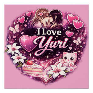 I Love Yuri   Kawaii Girls’ Love Anime Aesthetic  Poster