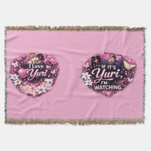 I Love Yuri Kawaii Girls’ Love Anime Aesthetic Throw Blanket