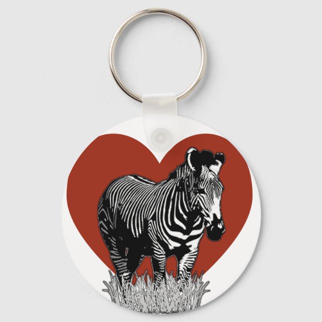 I Love Zebras Key Ring (Front)