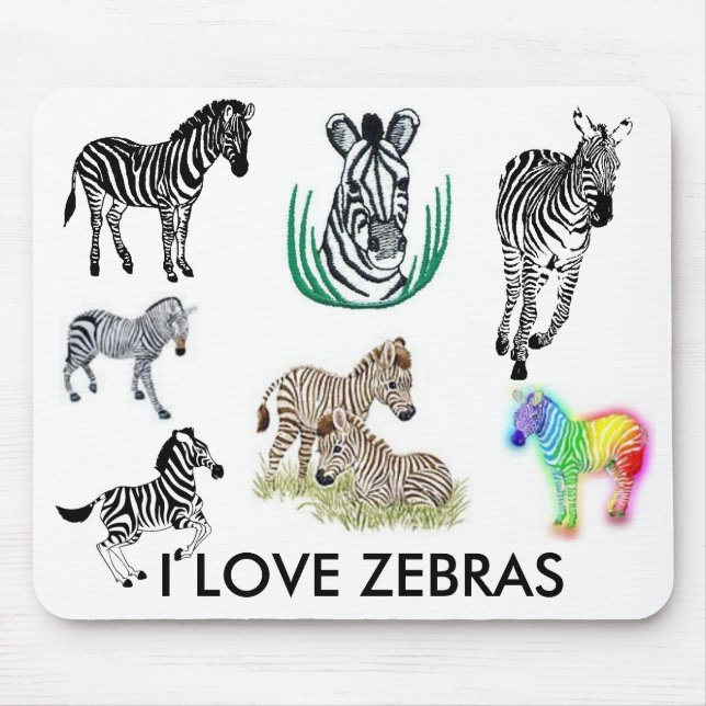 I Love Zebras Mousepad (Front)