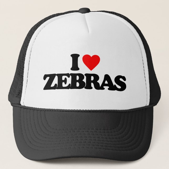 I LOVE ZEBRAS TRUCKER HAT (Front)