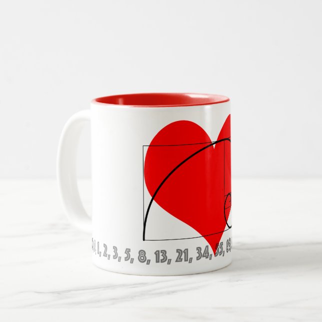 I Love Zero, One, and Fibonacci Mug (Front Left)