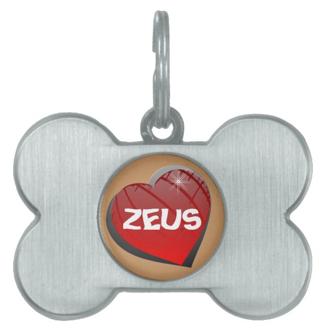 I Love Zeus Doggie Pet Tag (Front)