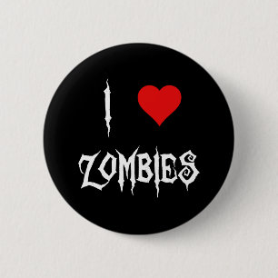 I Love Zombies Button
