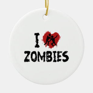 I Love Zombies Ceramic Tree Decoration