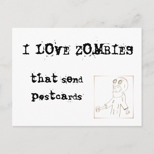 I Love Zombies that send postcards (Front)