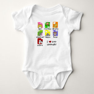I Love Zoo Animals Baby Raglan T-shirt Bodysuit