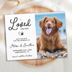 I Loved Her First Custom Photo Pet Dog Wedding  Announcement Postcard