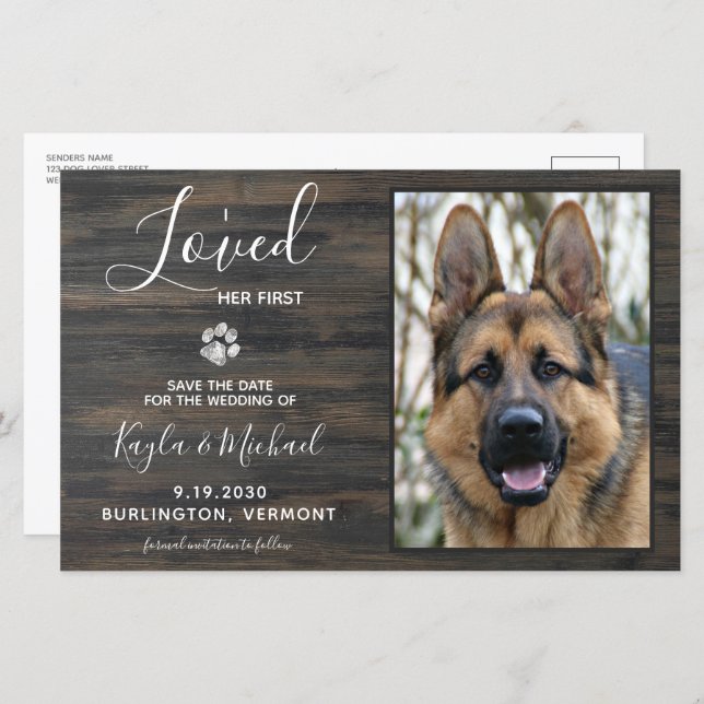 I Loved Her First Rustic Pet Photo Dog Wedding (Front/Back)