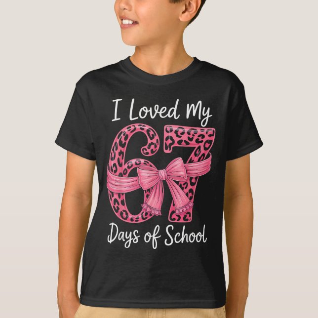 I Loved My 67 Days Of School Coquette Girls Women  T-Shirt (Front)