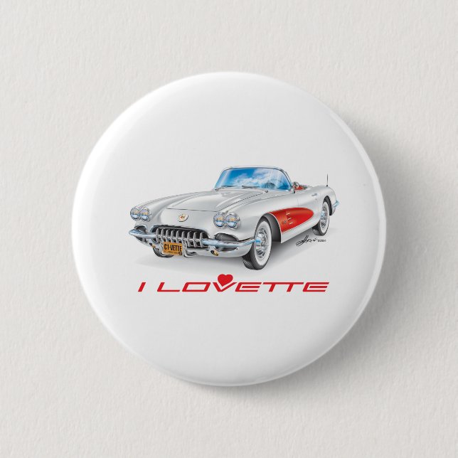I LOVETTE UNIQUE CAR DESIGN 6 CM ROUND BADGE (Front)