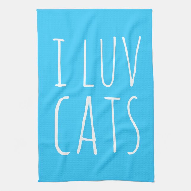 I Luv Cats Tea Towel (Vertical)
