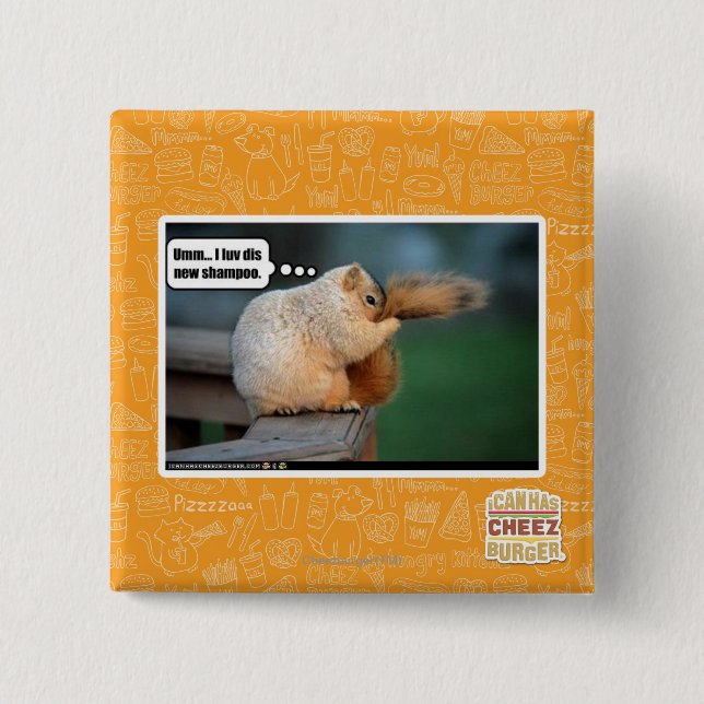 I luv dis new shampoo 15 cm square badge (Front)