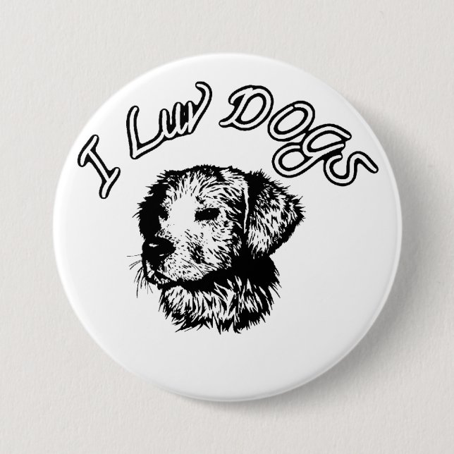 " I luv Dogs "  7.5 Cm Round Badge (Front)
