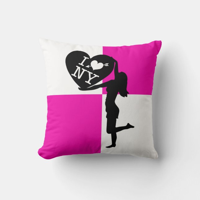 I Luv NY Design Throw Pillow (Front)