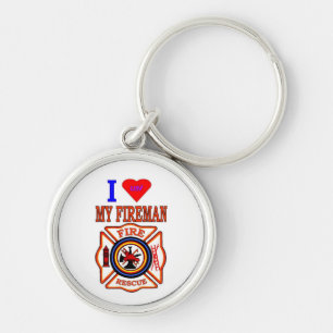 I LUY MY FIREMAN KEY RING