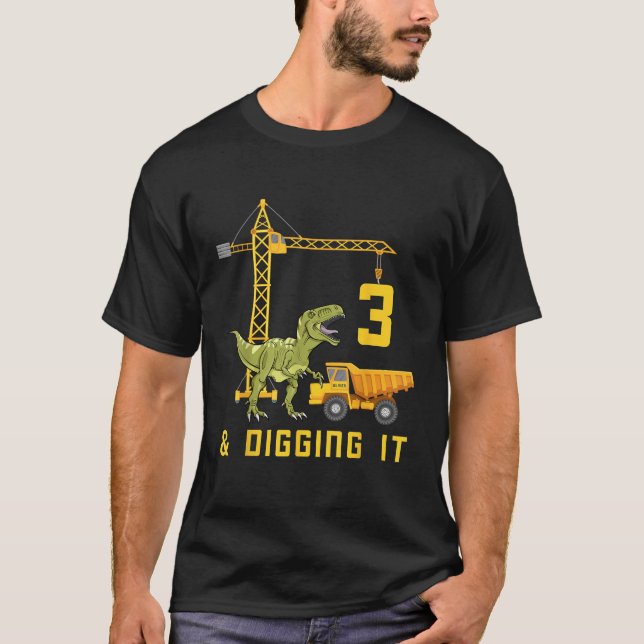 I m 3 Dinosaur Construction Top T Shirt (Front)