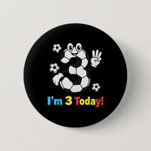 I’m 3 Today Cute Soccer Cartoon 3rd Birthday Kids  6 Cm Round Badge