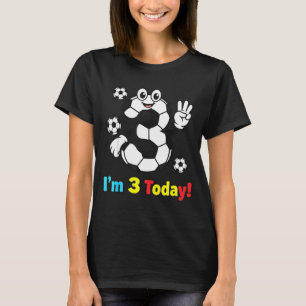 I’m 3 Today Cute Soccer Cartoon 3rd Birthday Kids T-Shirt