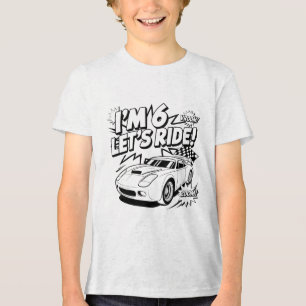 I’m 6 Let’s Ride 6th Birthday Car Graphic Kids Tri-Blend Shirt