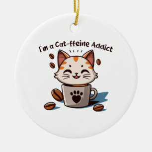I m a Cat-ffeine Addict Ceramic Tree Decoration