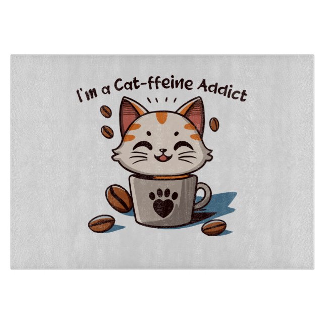 I m a Cat-ffeine Addict Cutting Board (Front)
