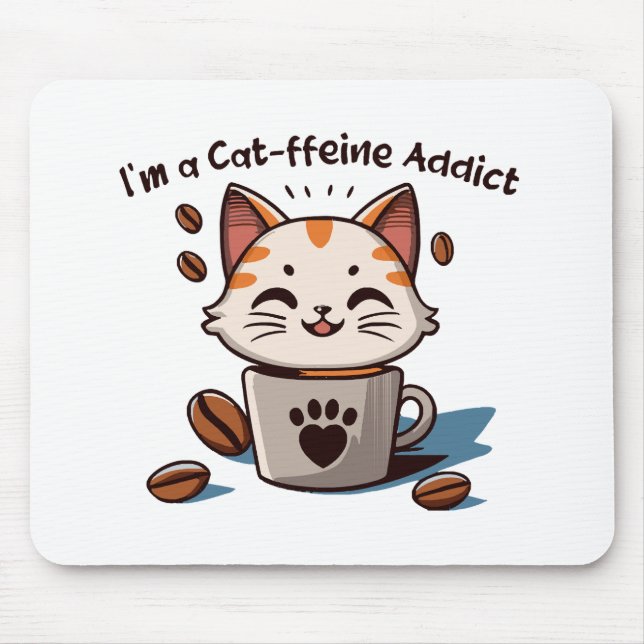 I m a Cat-ffeine Addict Mouse Pad (Front)