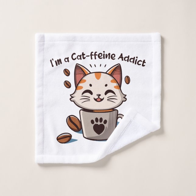 I m a Cat-ffeine Addict Wash Cloth (Wash Cloth)