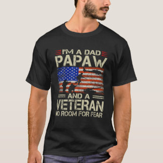 I m A Dad Papaw And Veteran Funny Retro Papa Grand T-Shirt