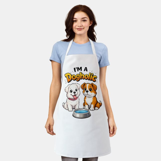 I’m A Dogholic Cute Puppies Apron (Worn)
