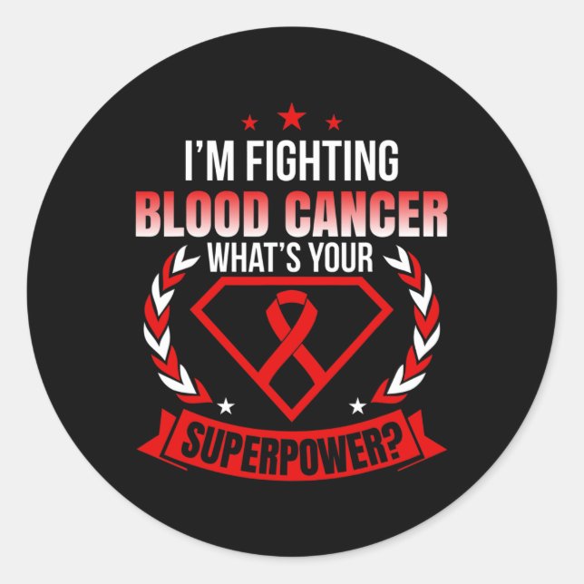 I’m A Fighter Blood Cancer Ribbon Awareness  Classic Round Sticker (Front)