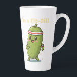 I’m a Fit-Dill! Funny Fitness Pickle Pun Design |  Latte Mug<br><div class="desc">Ready to get in a “Fit-Dill”? 🥒💪 This adorable fitness pickle design is the perfect mix of cute and clever. Featuring a happy cartoon pickle rocking a headband and smartwatch, this punny artwork is made for gym lovers, workout enthusiasts, food pun fans, and anyone who appreciates wholesome humor. Whether you're...</div>