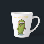 I’m a Fit-Dill! Funny Fitness Pickle Pun Design |  Latte Mug<br><div class="desc">Ready to get in a “Fit-Dill”? 🥒💪 This adorable fitness pickle design is the perfect mix of cute and clever. Featuring a happy cartoon pickle rocking a headband and smartwatch, this punny artwork is made for gym lovers, workout enthusiasts, food pun fans, and anyone who appreciates wholesome humor. Whether you're...</div>