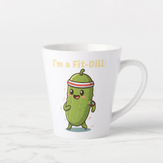 I’m a Fit-Dill! Funny Fitness Pickle Pun Design | Latte Mug