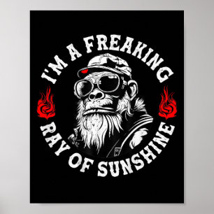 I’m A Freaking Ray Of Sunshine Funny Monkey (on Ba Poster