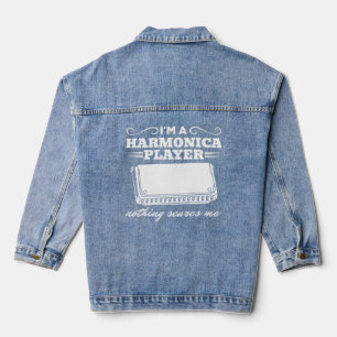 I m A Harmonica Player Nothing Scares Me Harmonic Denim Jacket