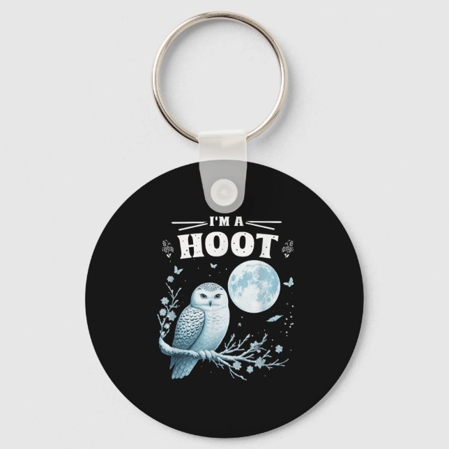 I’m A Hoot Snowy Owl Full Moon Night Sky Soky Magi Key Ring (Front)