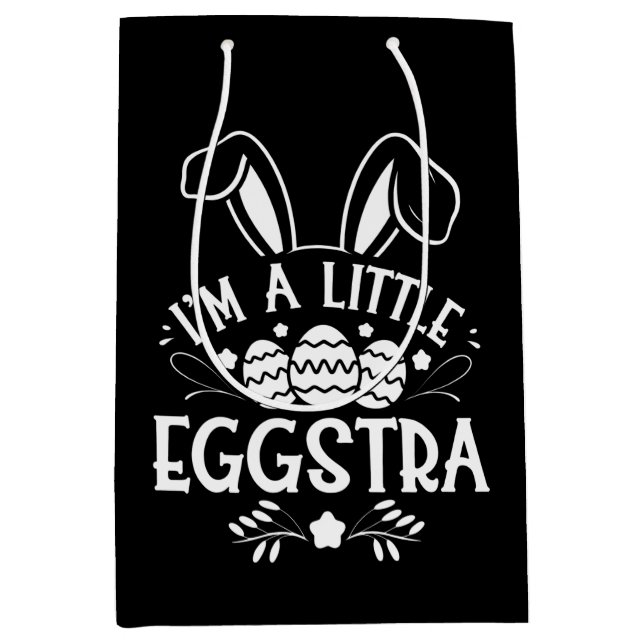 I’m A Little Eggstra Funny Rabbit Easter Bunny Medium Gift Bag (Front)