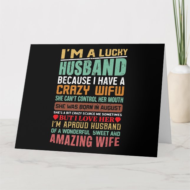 I’m A Lucky Husband Gift For Wife Lovers Card (Front)