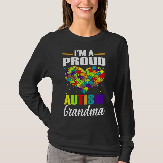I  M A Proud Autism Grandma Autism Awareness Match T-Shirt (Front)