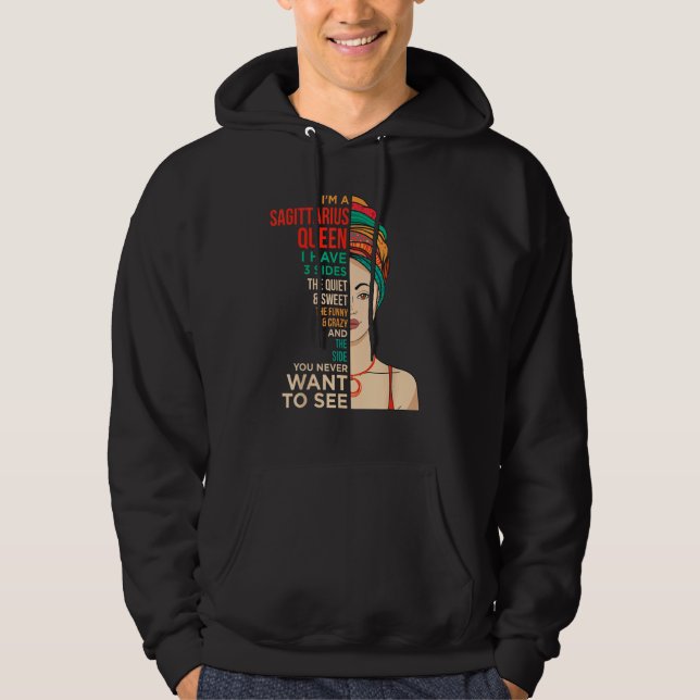 I m A Sagittarius Queen Melanin Black Women Horosc Hoodie (Front)