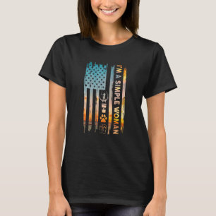 I M A Simple Woman Archery American Flag Dog Cat P T-Shirt