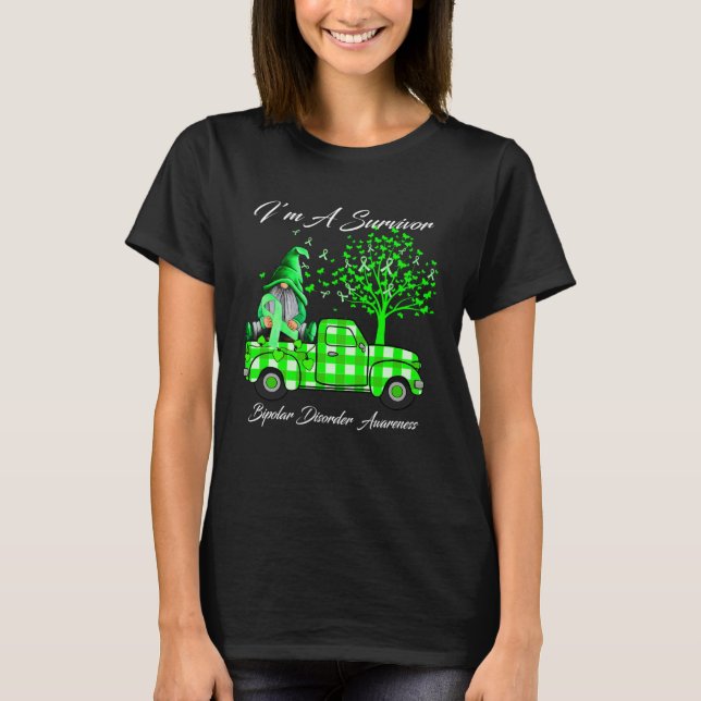I m A Survivor Bipolar Disorder Awareness Gnomes R T-Shirt (Front)