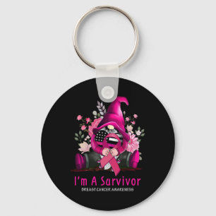I’m A Survivor Gnome Pink Ribbon Breast Cancer Awa Key Ring