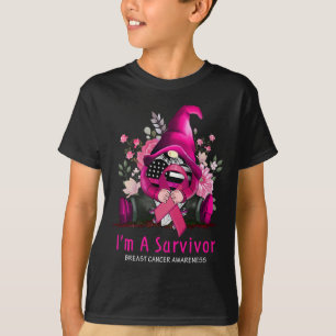 I’m A Survivor Gnome Pink Ribbon Breast Cancer Awa T-Shirt